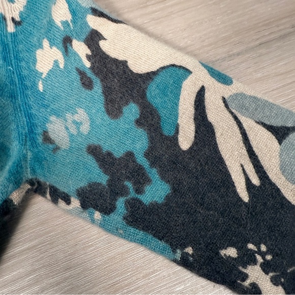 Ann Taylor Blue and Gray Floral Angora Blend Cardigan Sweater, Size XS - Picture 5 of 7